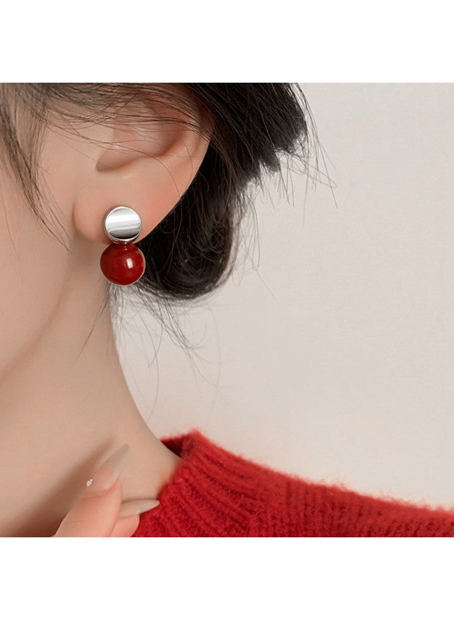 pincai Earrings 2025 New Year Red Ear Accessories High-end Premium No Piercing Painless Mosquito Coil Plate Red Bean Ear Clips - Image 5