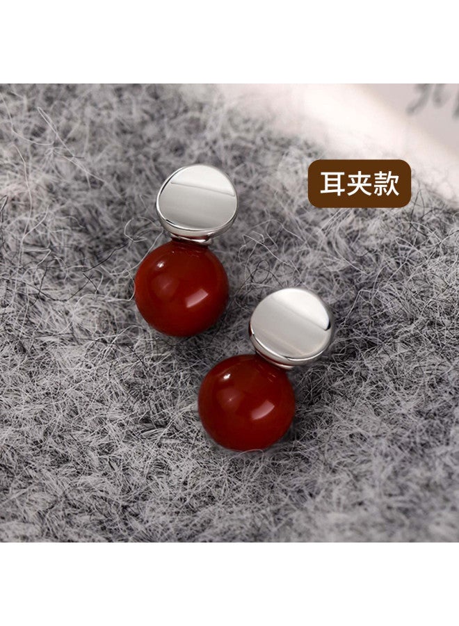 pincai Earrings 2025 New Year Red Ear Accessories High-end Premium No Piercing Painless Mosquito Coil Plate Red Bean Ear Clips - Image 3
