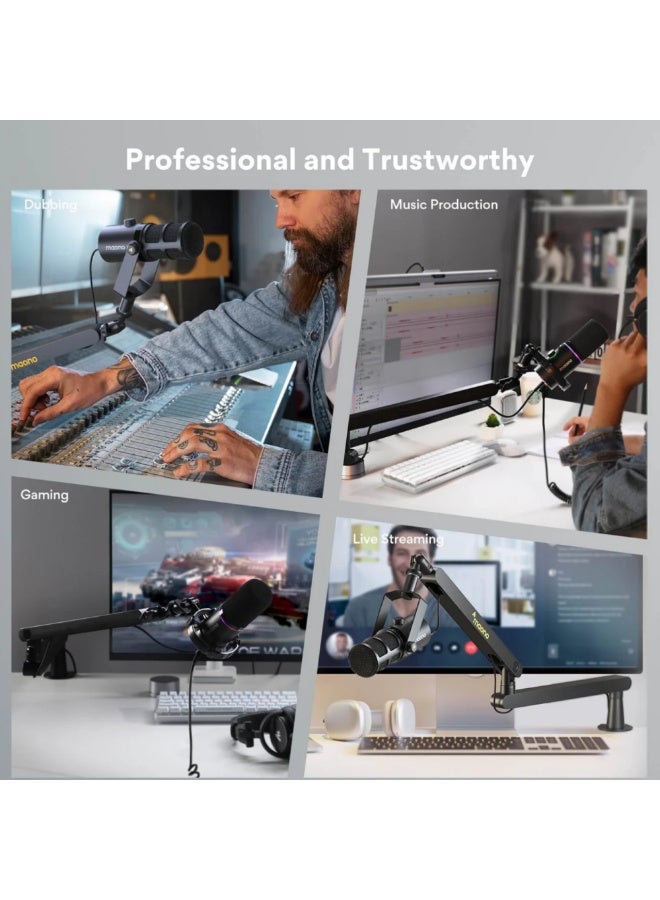MAONO BA92 Low Profile Professional Microphone Boom Arm Stand | Premium Aluminum Mic Arm with Hidden Cable Management, 360° Rotation and 2kg Load Capacity | Ideal for Podcasting, Streaming and Content Creation - Image 2