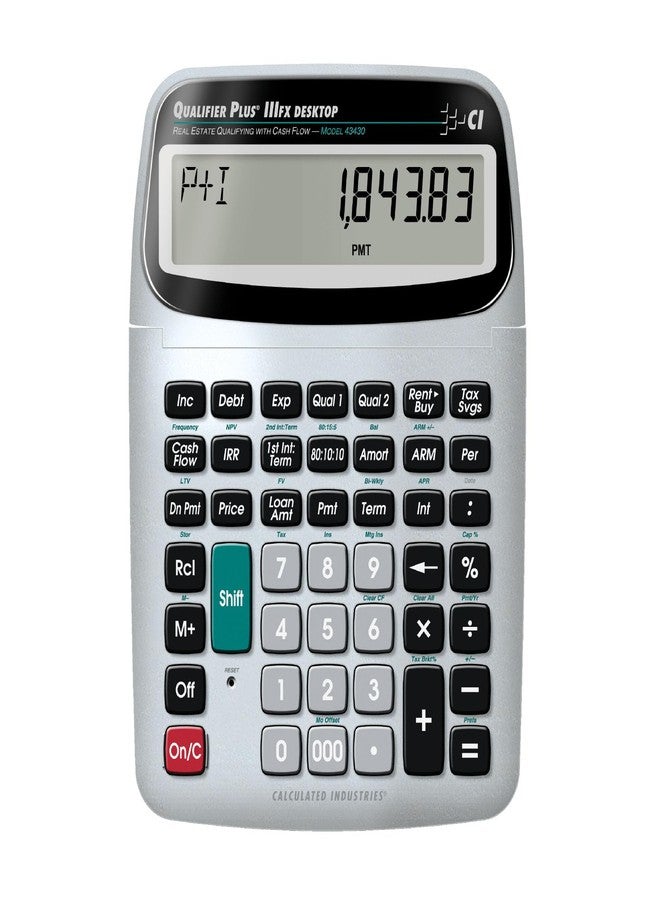 Calculated Industries 43430 Qualifier Plus IIIfx Desktop PRO Real Estate Mortgage Finance Calculator | Clearly-Labeled Keys | Buyer Pre-Qualifying | Payments, Amortizations, ARMs, Combos, FHA/VA, More - Image 1