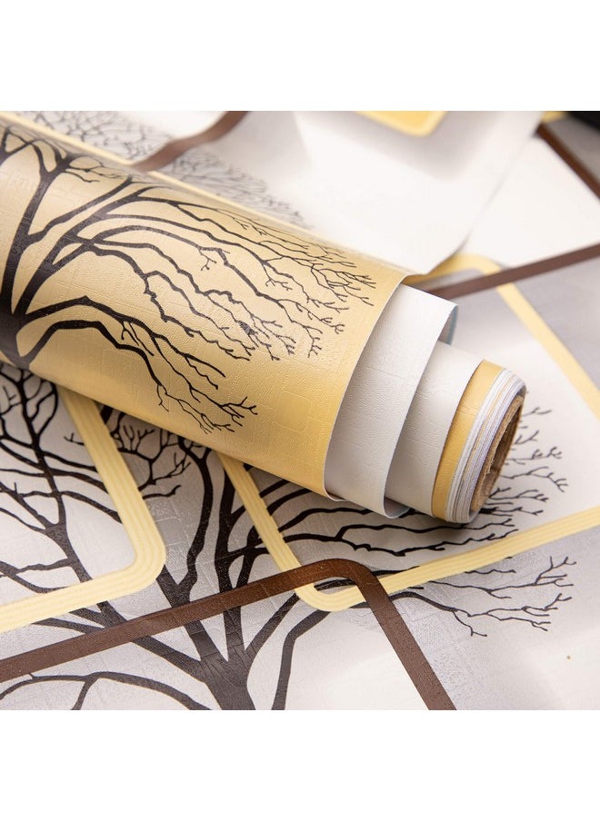wolpin wolpin Wall Stickers DIY Wallpaper (45 x 500 cm) 3D Frames and Trees Self Adhesive Decals Living Room Home Interior Decoration, Blazing Yellow  - Image 1