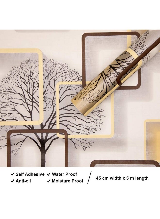 wolpin wolpin Wall Stickers DIY Wallpaper (45 x 500 cm) 3D Frames and Trees Self Adhesive Decals Living Room Home Interior Decoration, Blazing Yellow  - Image 3