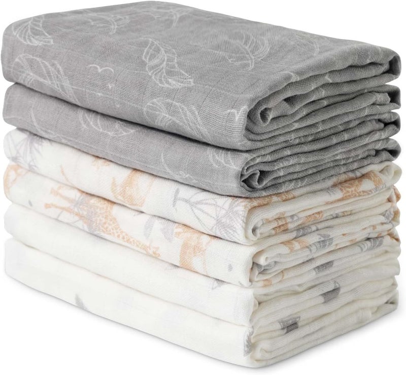 6-Pack Muslin Receiving Blankets - Soft, Breathable Swaddle Cloths for Newborns - Image 1