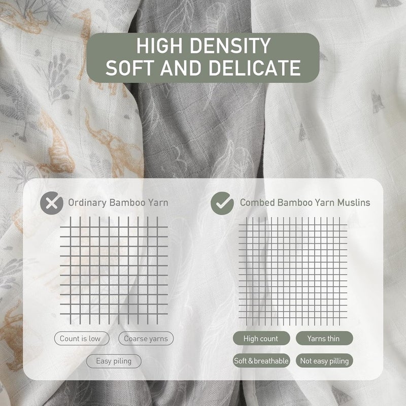 6-Pack Muslin Receiving Blankets - Soft, Breathable Swaddle Cloths for Newborns - Image 4