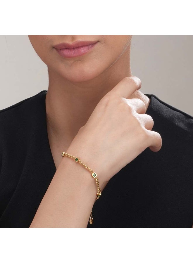 PALMONAS Gold Green Gem Chain Bracelet for Women - Waterproof & Anti-Tarnish - Image 4