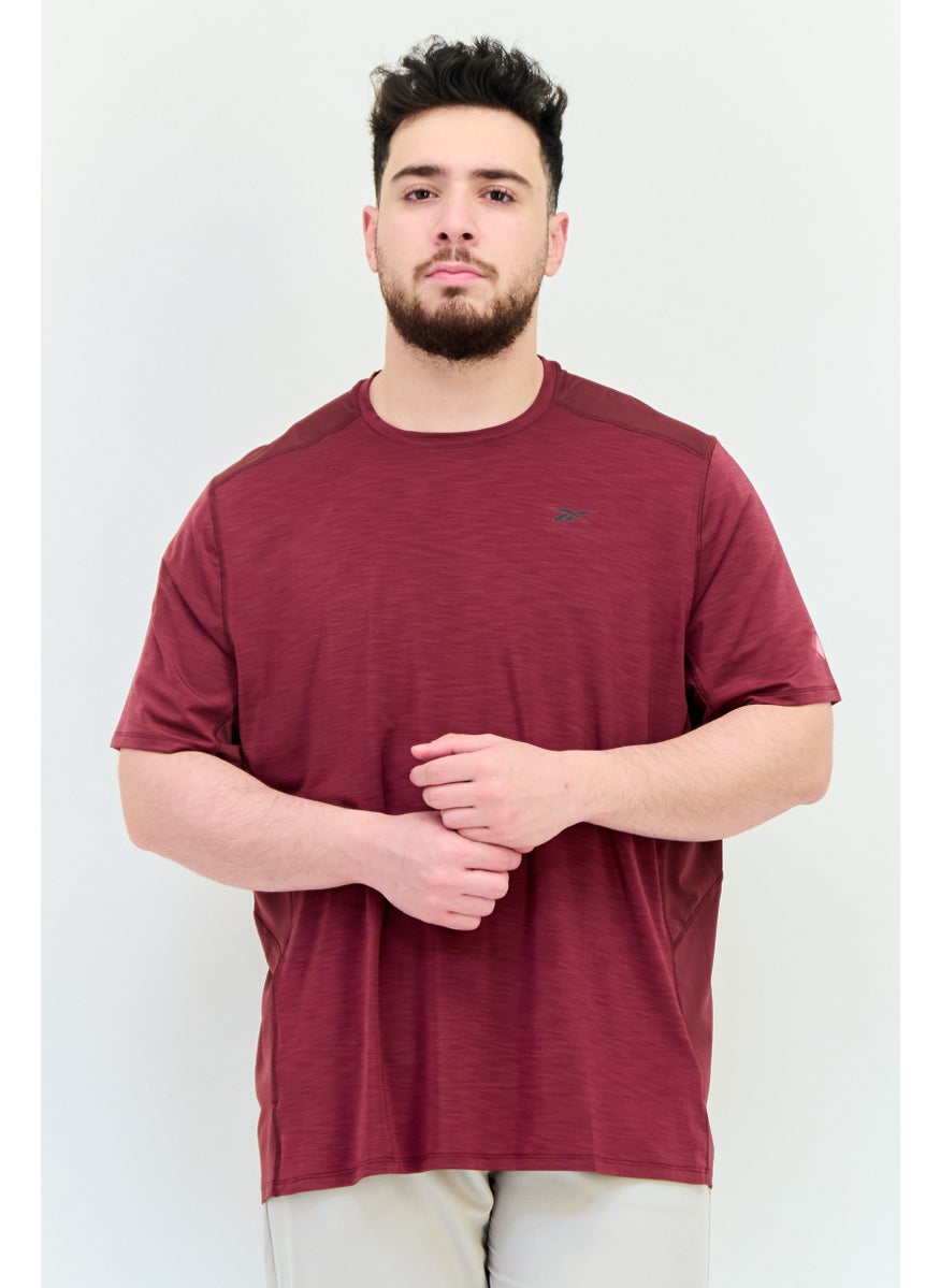 Reebok Men Sportswear Fit Short Sleeve Training T Shirt, Maroon  - Image 1