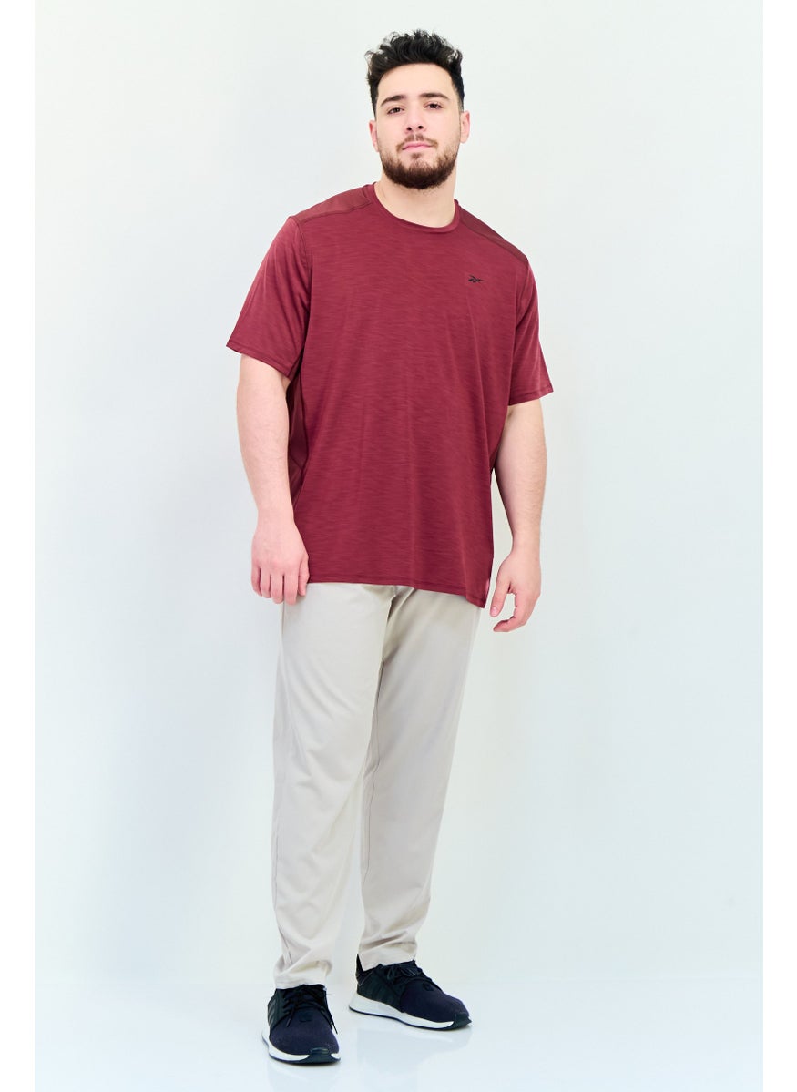 Reebok Men Sportswear Fit Short Sleeve Training T Shirt, Maroon  - Image 4