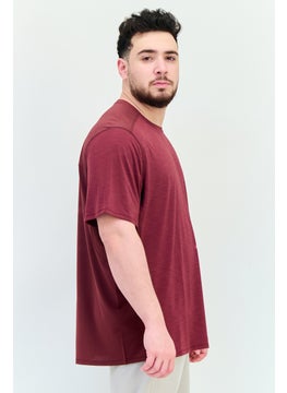 Reebok Men Sportswear Fit Short Sleeve Training T Shirt, Maroon  - Image 2