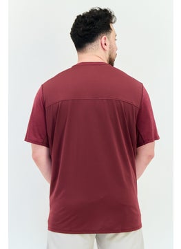 Reebok Men Sportswear Fit Short Sleeve Training T Shirt, Maroon  - Image 3