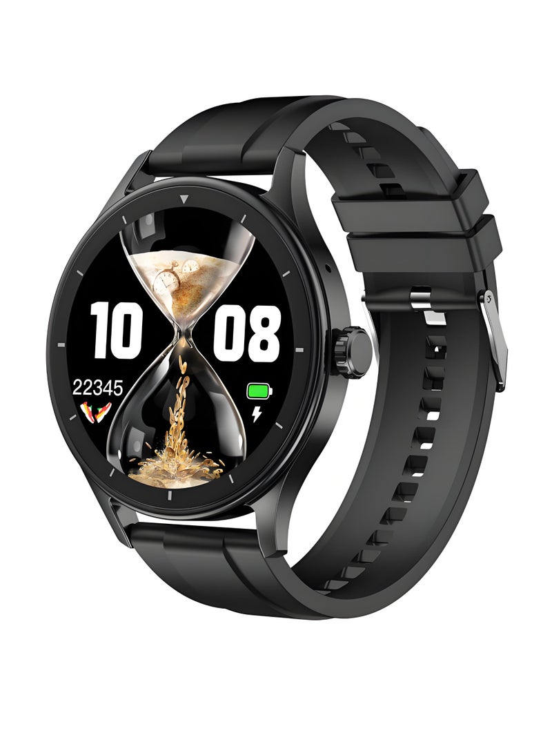 Smart Watch V19 PRO Round，Business Exercise Smartwatch，Waterproof Fitness Watch，Bluetooth Calling，Compatible with Androd and IOS，TFT Display，Heart Rate Moitoring，Black - Image 1