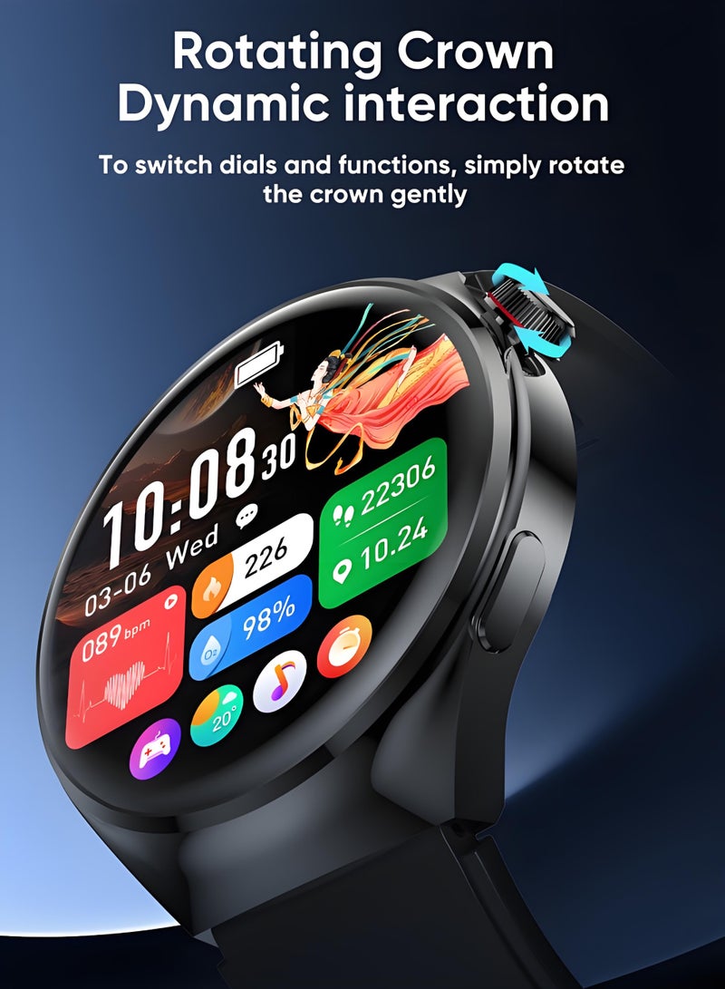 Smart Watch V19 PRO Round，Business Exercise Smartwatch，Waterproof Fitness Watch，Bluetooth Calling，Compatible with Androd and IOS，TFT Display，Heart Rate Moitoring，Black - Image 4