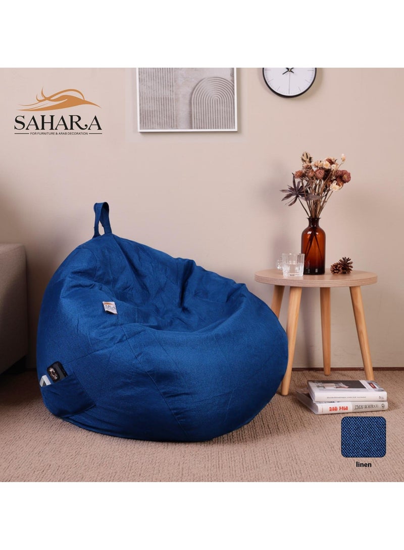 صحاره كرسي بين باج كبير للكبار بجيب جانبي – قماش كتان فاخر قابل للغسل – قاعدة 80 سم × ارتفاع 120 سم - Image 2