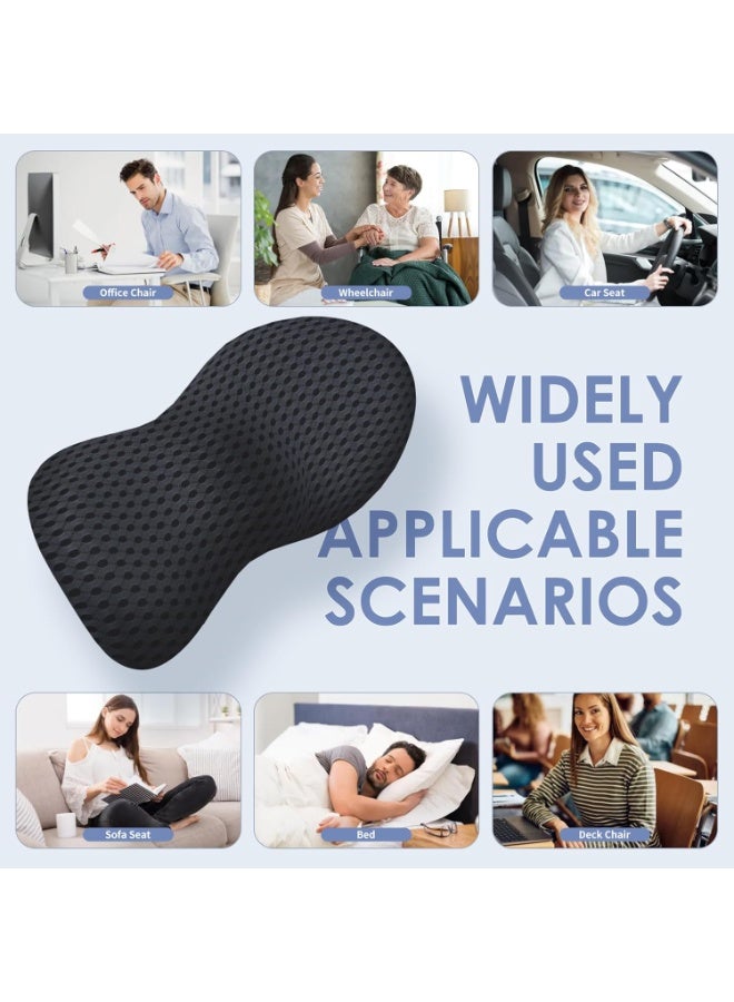 الوسادة الدعم القطنية الوسادة القطنية الرغوة الذاكرة إيرغونومية ، تخفيف آلام الظهر ، CMFY التنفس والقابلة للفصل والغسيل ، وسادة الظهر السفلية للكراسي المكتبية ، مقاعد السيارات (الأسود) - Image 3