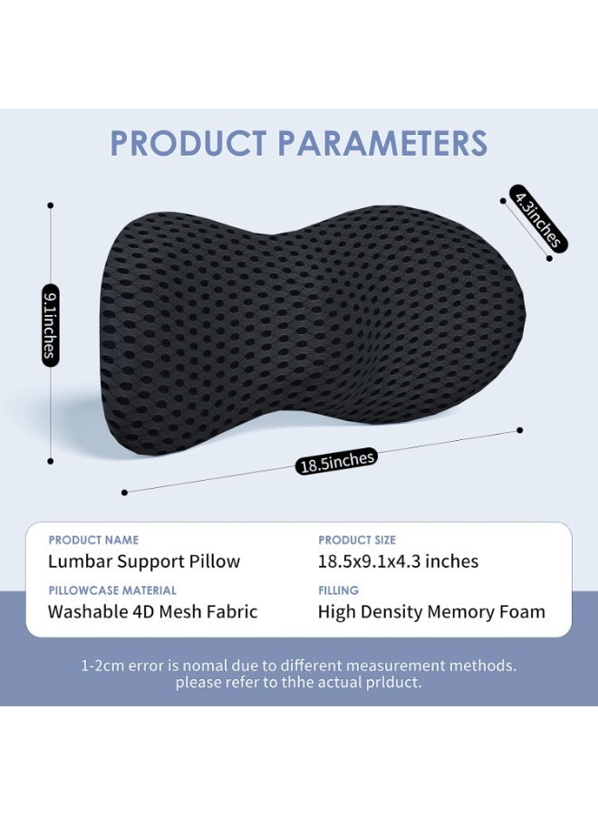 الوسادة الدعم القطنية الوسادة القطنية الرغوة الذاكرة إيرغونومية ، تخفيف آلام الظهر ، CMFY التنفس والقابلة للفصل والغسيل ، وسادة الظهر السفلية للكراسي المكتبية ، مقاعد السيارات (الأسود) - Image 4