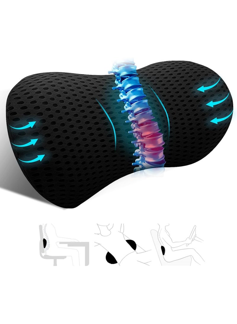 الوسادة الدعم القطنية الوسادة القطنية الرغوة الذاكرة إيرغونومية ، تخفيف آلام الظهر ، CMFY التنفس والقابلة للفصل والغسيل ، وسادة الظهر السفلية للكراسي المكتبية ، مقاعد السيارات (الأسود) - Image 1