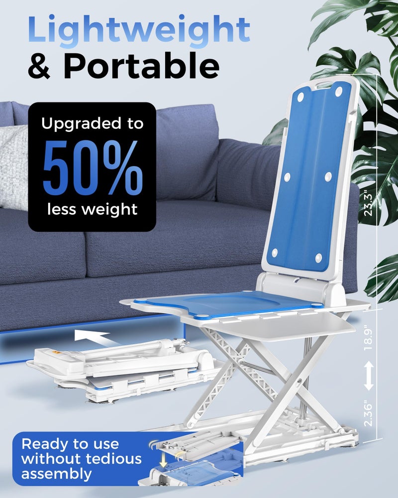 PPOLB Electric Chair Lift - Floor Lift for Elderly Falls, Support Up to 308 LB, IPX8 Waterproof Bath Lift, Foldable & Wireless Rechargeable Design, Quick-Rise Assist for Disabled - Image 4