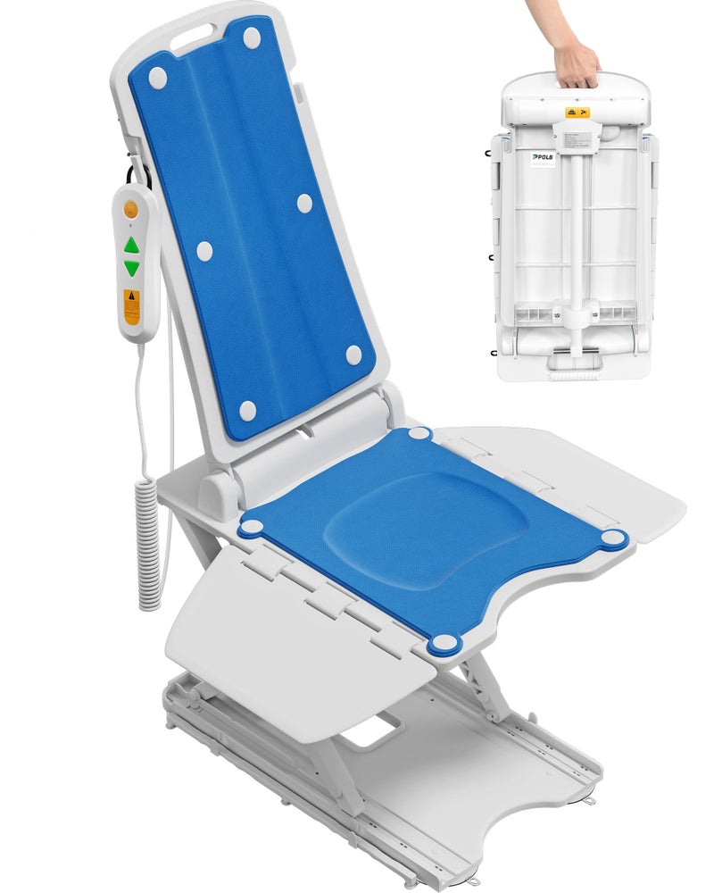 PPOLB Electric Chair Lift - Floor Lift for Elderly Falls, Support Up to 308 LB, IPX8 Waterproof Bath Lift, Foldable & Wireless Rechargeable Design, Quick-Rise Assist for Disabled - Image 1