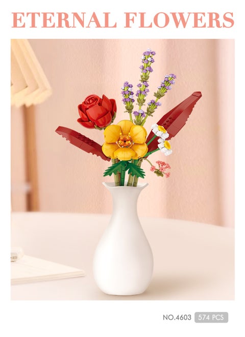 2024 New Mini Blocks Flower Bouquet Building Sets, Artificial Flowers Building Blocks, Decoration Home, 574 Pcs Botanical Collection for Adults, Not Compatible with Lego