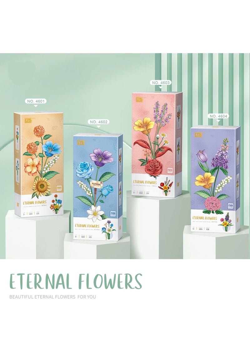 null - 2024 New Mini Blocks Flower Bouquet Building Sets, Artificial Flowers Building Blocks, Decoration Home, 574 Pcs Botanical Collection for Adults, Not Compatible with Lego - Image 1