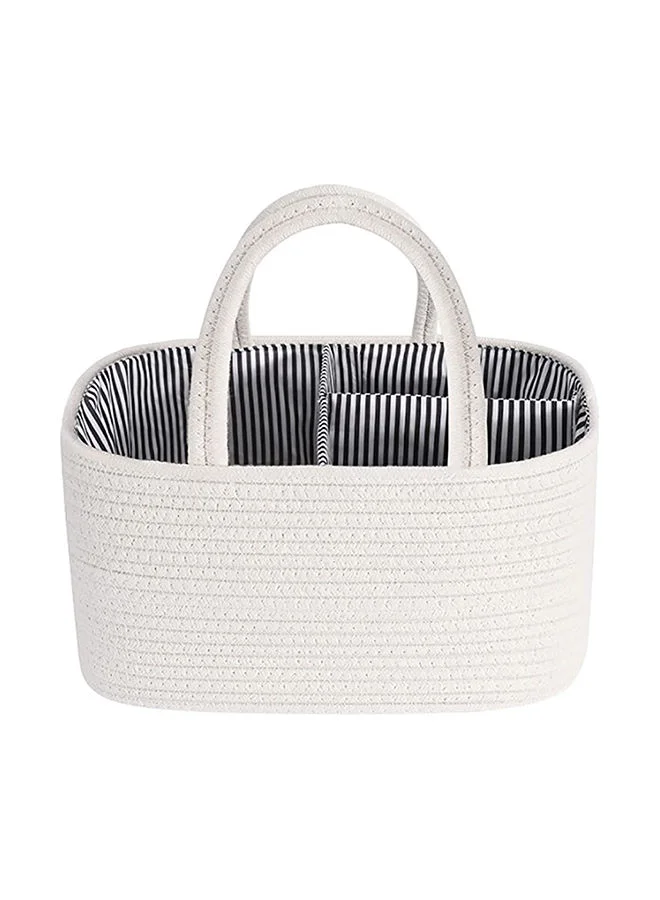 Bumble & Bird Baby Diaper Caddy Organizer Cotton Canvas Portable Diaper Storage Basket With Removable Insert White
