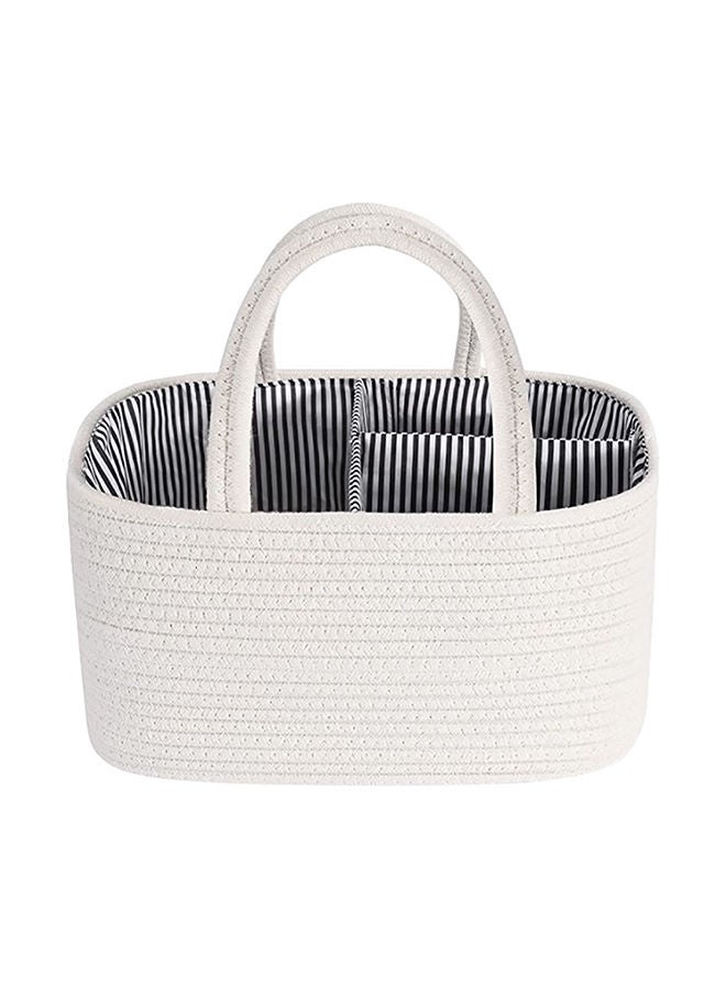Bumble & Bird Baby Diaper Caddy Organizer Cotton Canvas Portable Diaper Storage Basket With Removable Insert White - Image 1
