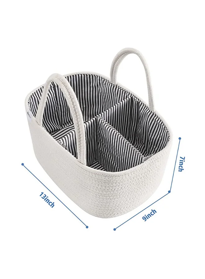 بامبل آند بيرد Baby Diaper Caddy Organizer Cotton Canvas Portable Diaper Storage Basket With Removable Insert White