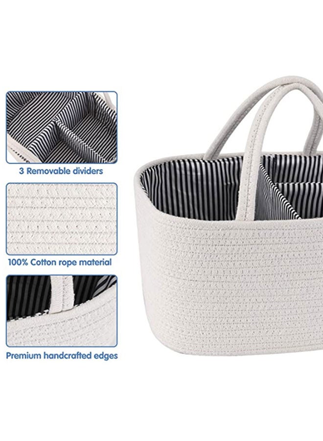 Bumble & Bird Baby Diaper Caddy Organizer Cotton Canvas Portable Diaper Storage Basket With Removable Insert White - Image 5