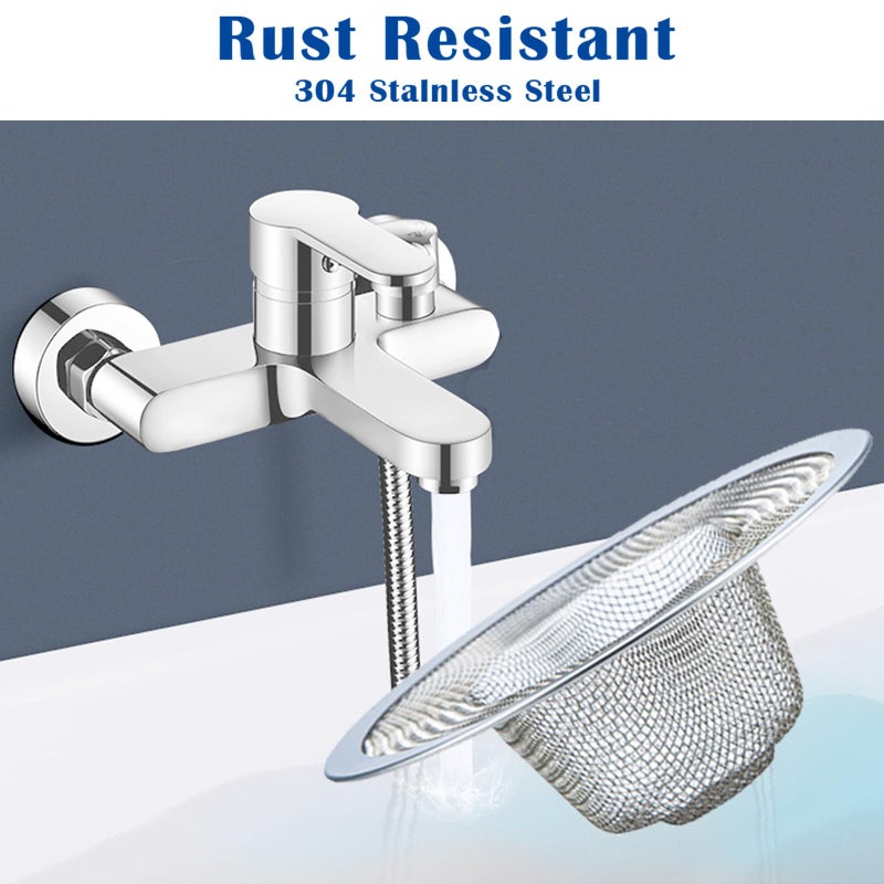 BESSEEK 2 pcs Heavy Duty Stainless Steel Slop Basket Filter Trap, 2.75" Top / 1" Mesh Metal Sink Strainer,Perfect for Kitchen Sink/Bathroom Bathtub RV Wash Basin Floor Drain Balcony Drain Hole - Image 3