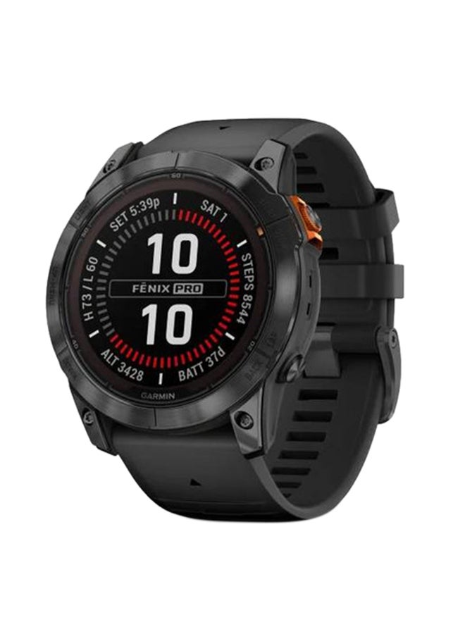 GARMIN Fenix 7X Pro - 51MM - Solar Edition - Up To 37 Days Battery Life - 1.4"inch Sunlight-Visible Display, Scratch Resistant, Power Glass™, Heart Rate Monitor, All Day Stress Monitor, Power Glass Solar Charging Lens, Super Bright LED Flashlight, iOS and Android Compatible SLATE GRAY WITH BLACK BAND - Image 1
