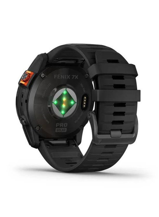 GARMIN Fenix 7X Pro - 51MM - Solar Edition - Up To 37 Days Battery Life - 1.4"inch Sunlight-Visible Display, Scratch Resistant, Power Glass™, Heart Rate Monitor, All Day Stress Monitor, Power Glass Solar Charging Lens, Super Bright LED Flashlight, iOS and Android Compatible SLATE GRAY WITH BLACK BAND - Image 4