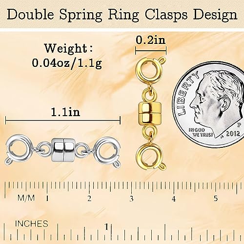 Qulltk Double Magnetic Necklace Clasps and Closures 14K Gold and Silver Bracelet Extender Jewelry Clasps Converters for DIY Jewelry Making - Image 2