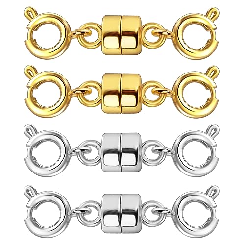 Qulltk Double Magnetic Necklace Clasps and Closures 14K Gold and Silver Bracelet Extender Jewelry Clasps Converters for DIY Jewelry Making - Image 1