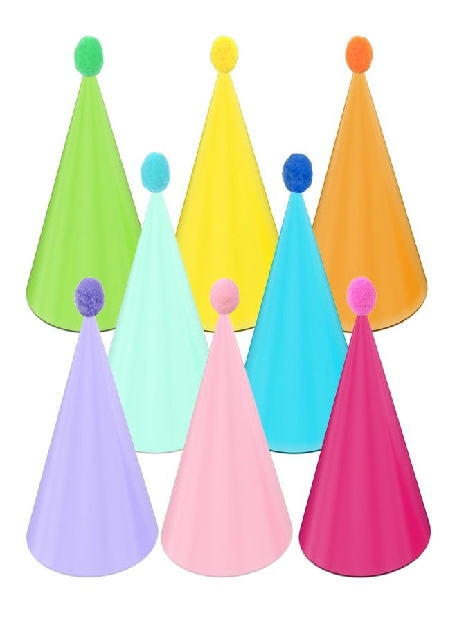 QZV 24 Pack Birthday Party Hats,8 Colors Cone Party Hat for Kids Adults Pets, Pastel Rainbow Paper Hats for Birthday, Baby Shower (Rainbow) - Image 1