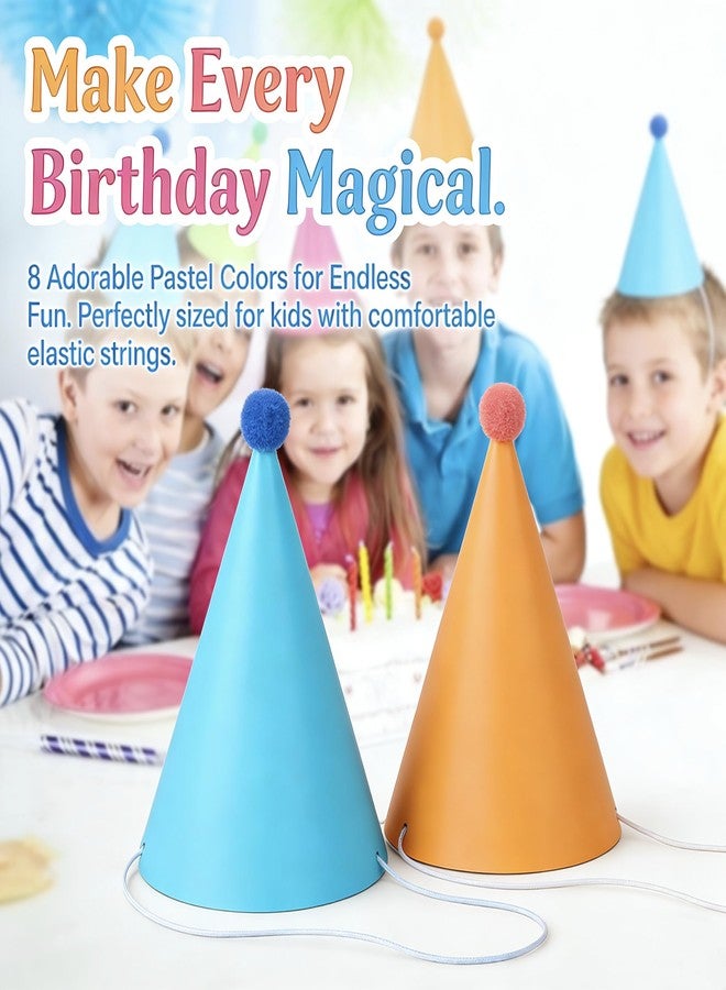 QZV 24 Pack Birthday Party Hats,8 Colors Cone Party Hat for Kids Adults Pets, Pastel Rainbow Paper Hats for Birthday, Baby Shower (Rainbow) - Image 3