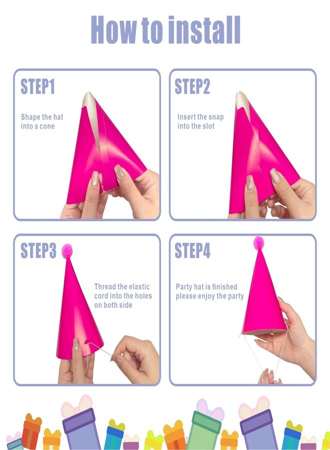 QZV 24 Pack Birthday Party Hats,8 Colors Cone Party Hat for Kids Adults Pets, Pastel Rainbow Paper Hats for Birthday, Baby Shower (Rainbow) - Image 4