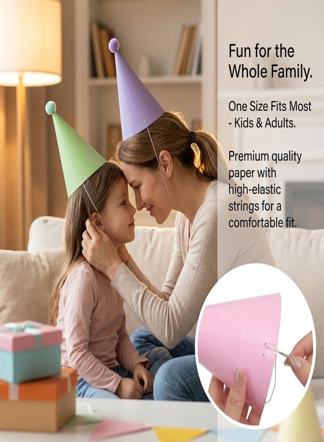 QZV 24 Pack Birthday Party Hats,8 Colors Cone Party Hat for Kids Adults Pets, Pastel Rainbow Paper Hats for Birthday, Baby Shower (Rainbow) - Image 5