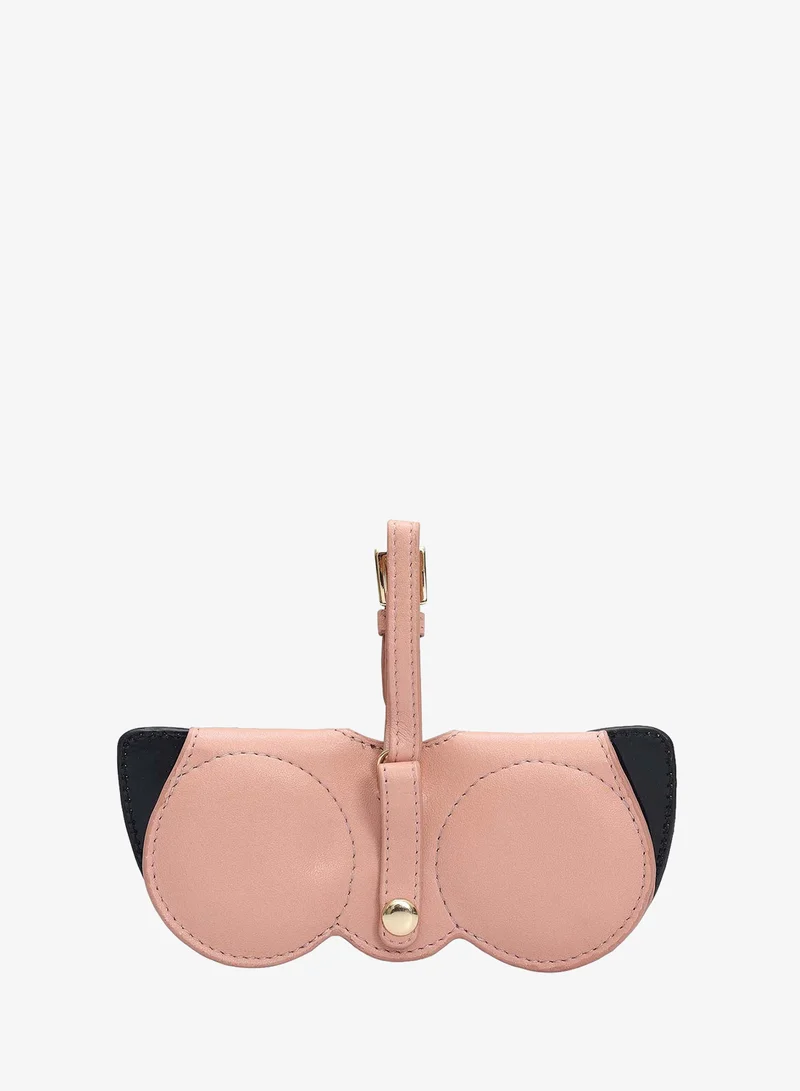 Da Milano Plain Leather Spectacle Case - Peach