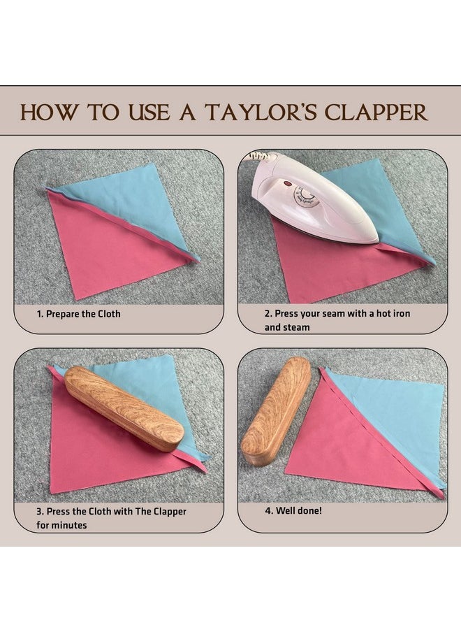 Tailors Clapper For Quilting Hard Wood Professional Multipurpose Durable For Seam Ironing Flattening Tool. Great For Setting Fabric Folds Accenting Clothing Wrinkle Sewing.
