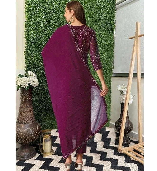 جو سريكي كورتا مطبوعة بمزيج رايون نسائي من GoSriKi مع بنطال ودوباتا (Turae Wine-VKS01-GS_5XL_Wine_XXXXX-Large)