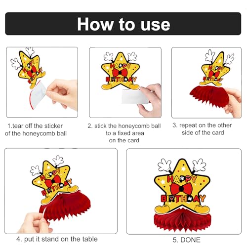 NF orange Mouse Table Honeycomb CenterpiecesCartoon Mouse Themed Table Topper Decor One Year Old Birthday Party Supplies8 Pcs - Image 5