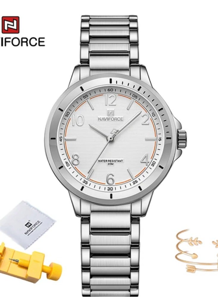NAVIFORCE NAVIFORCE Top Brand Elegant Female Wristwatches Stainless Steel Band Quartz Ladies Watches Popular Gifts Clock Relogio Feminino