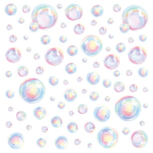 Uonlytech Bubble Wall Decal Stickers, Under The Sea Birthday Party Decor Colour Bubble Ocean Background Water Bath Decor for Mermaid Baby Shower - Image 1