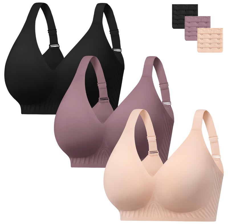 habibee Push Up Bras for Women Plus Size Wireless Full Coverage Bra for Large Breast, Seamless Everyday Bralette 32D-44D - Image 1