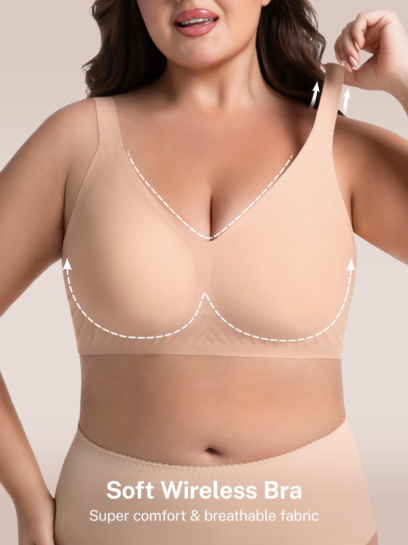 habibee Push Up Bras for Women Plus Size Wireless Full Coverage Bra for Large Breast, Seamless Everyday Bralette 32D-44D - Image 3