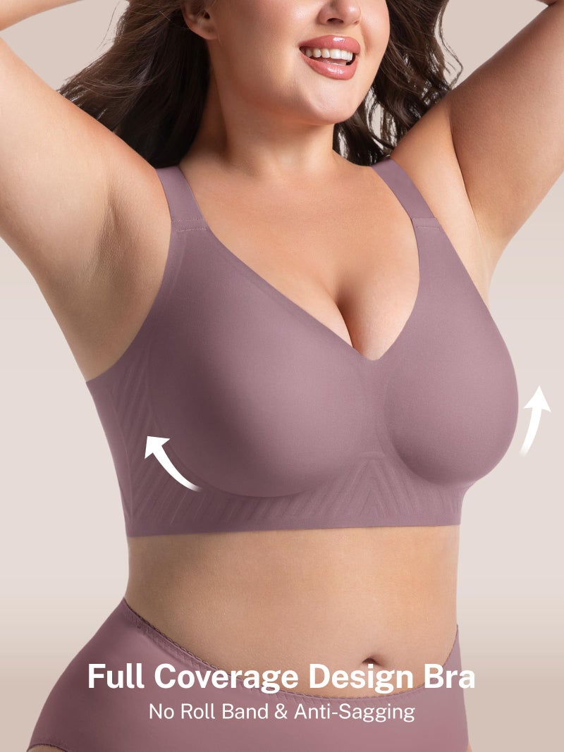 habibee Push Up Bras for Women Plus Size Wireless Full Coverage Bra for Large Breast, Seamless Everyday Bralette 32D-44D - Image 4