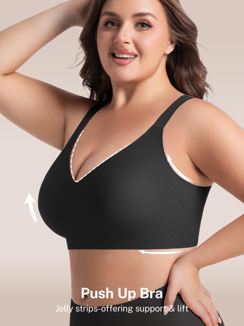 habibee Push Up Bras for Women Plus Size Wireless Full Coverage Bra for Large Breast, Seamless Everyday Bralette 32D-44D - Image 2