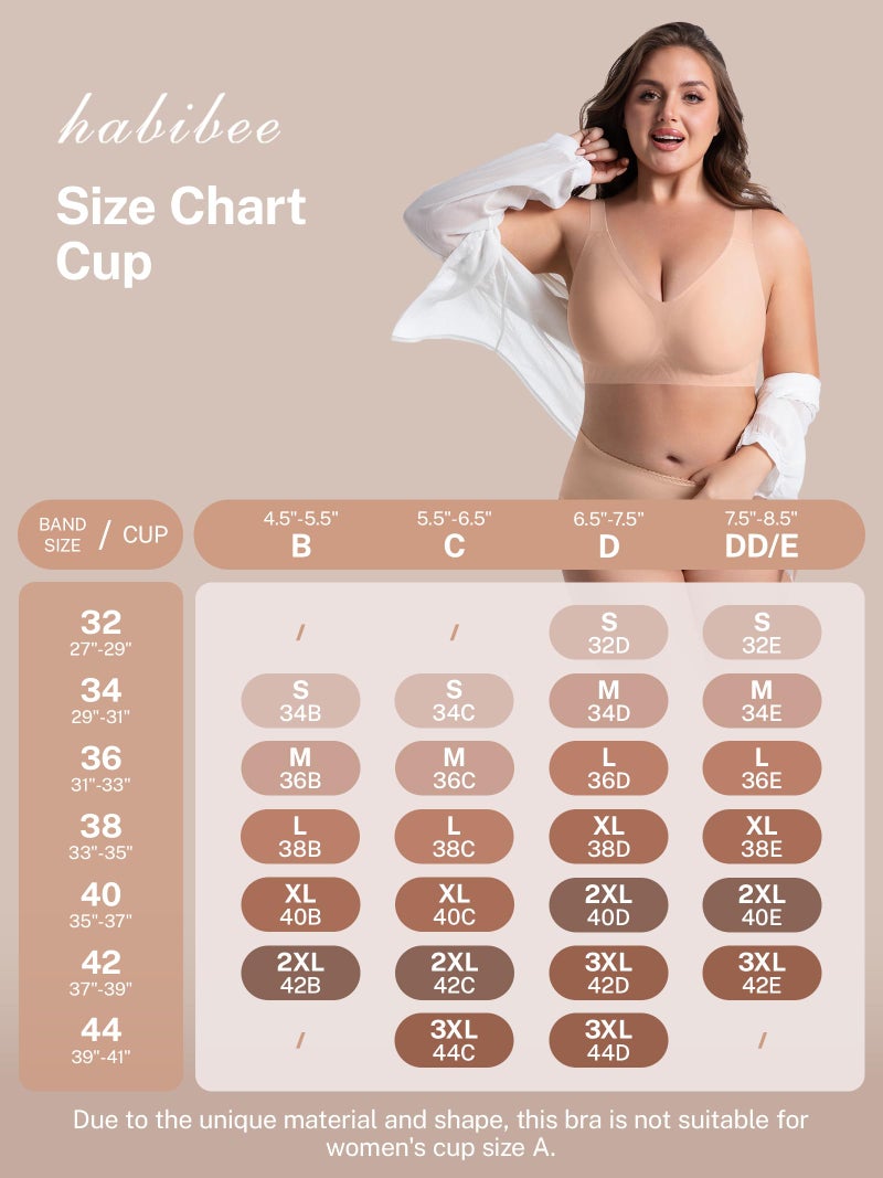 habibee Push Up Bras for Women Plus Size Wireless Full Coverage Bra for Large Breast, Seamless Everyday Bralette 32D-44D - Image 5
