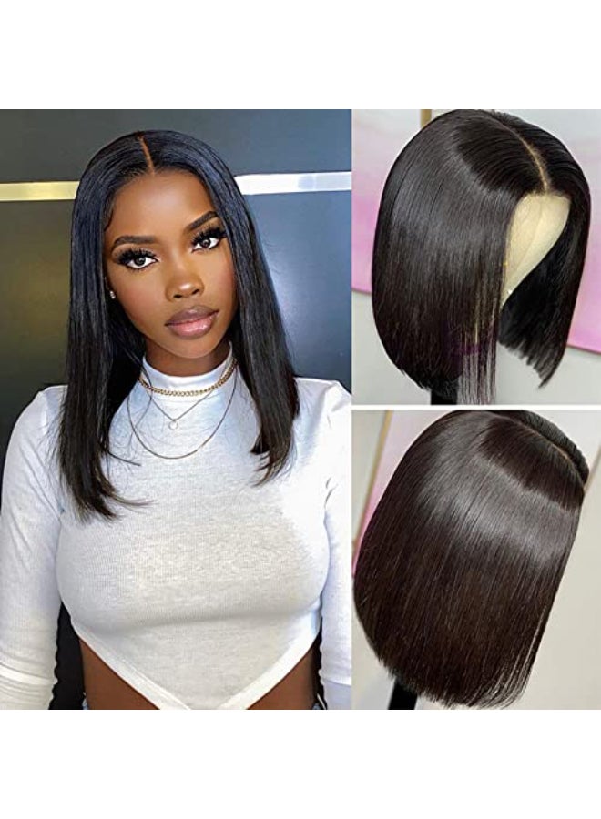 ISEE Hair Glueless Wear and Go Wigs for Beginners Lace Front for Black Women Human Hair Short Straight Bob Human Hair Wigs Lace Pre Cut 14 Inch - Image 3