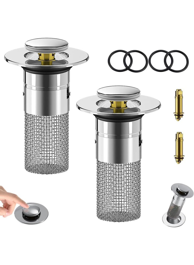 Cobest Pop Up Bathroom Sink Drain Strainer, Hair Catcher, Stainless Steel Floor Drain Filter, Removable Basin Drain Filter for Universal Sink Stopper Replacement - Image 1