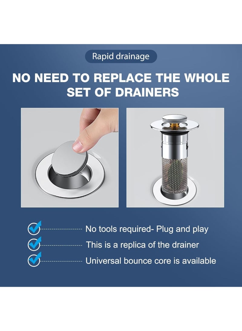 Cobest Pop Up Bathroom Sink Drain Strainer, Hair Catcher, Stainless Steel Floor Drain Filter, Removable Basin Drain Filter for Universal Sink Stopper Replacement - Image 3